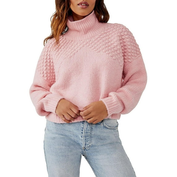 Free People Womens Bradley Knit Pullover Turtleneck Sweater