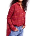 thumbnail image 1 of Free People Womens Break My Stride Button Up Shirt, Red, X-Small, 1 of 5