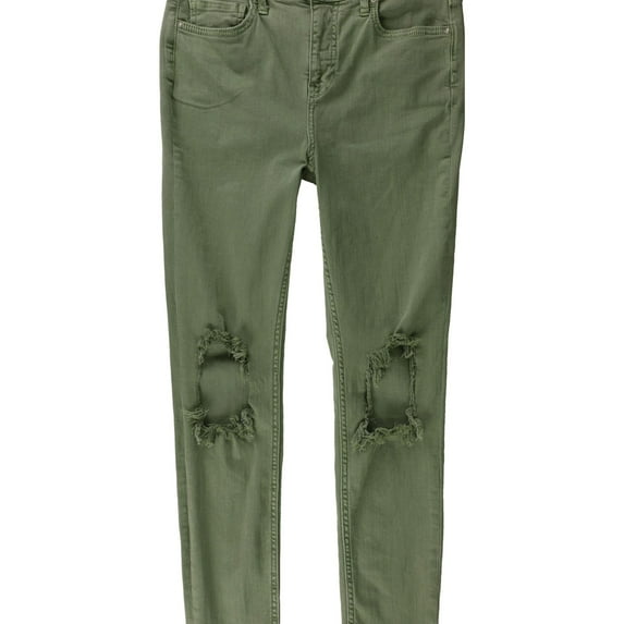 Free People Womens Busted Knee Skinny Fit Jeans, Green, 24