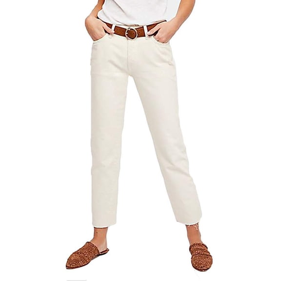 Free People Womens Button Up Slim Fit Jeans