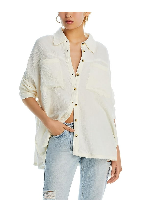 Womens Cardiff Gauze Office Button-Down Top