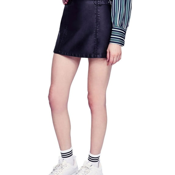 Free People Womens Charli Mini Skirt, Black, 6