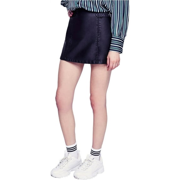 Free People Womens Charli Mini Skirt, Black, 8