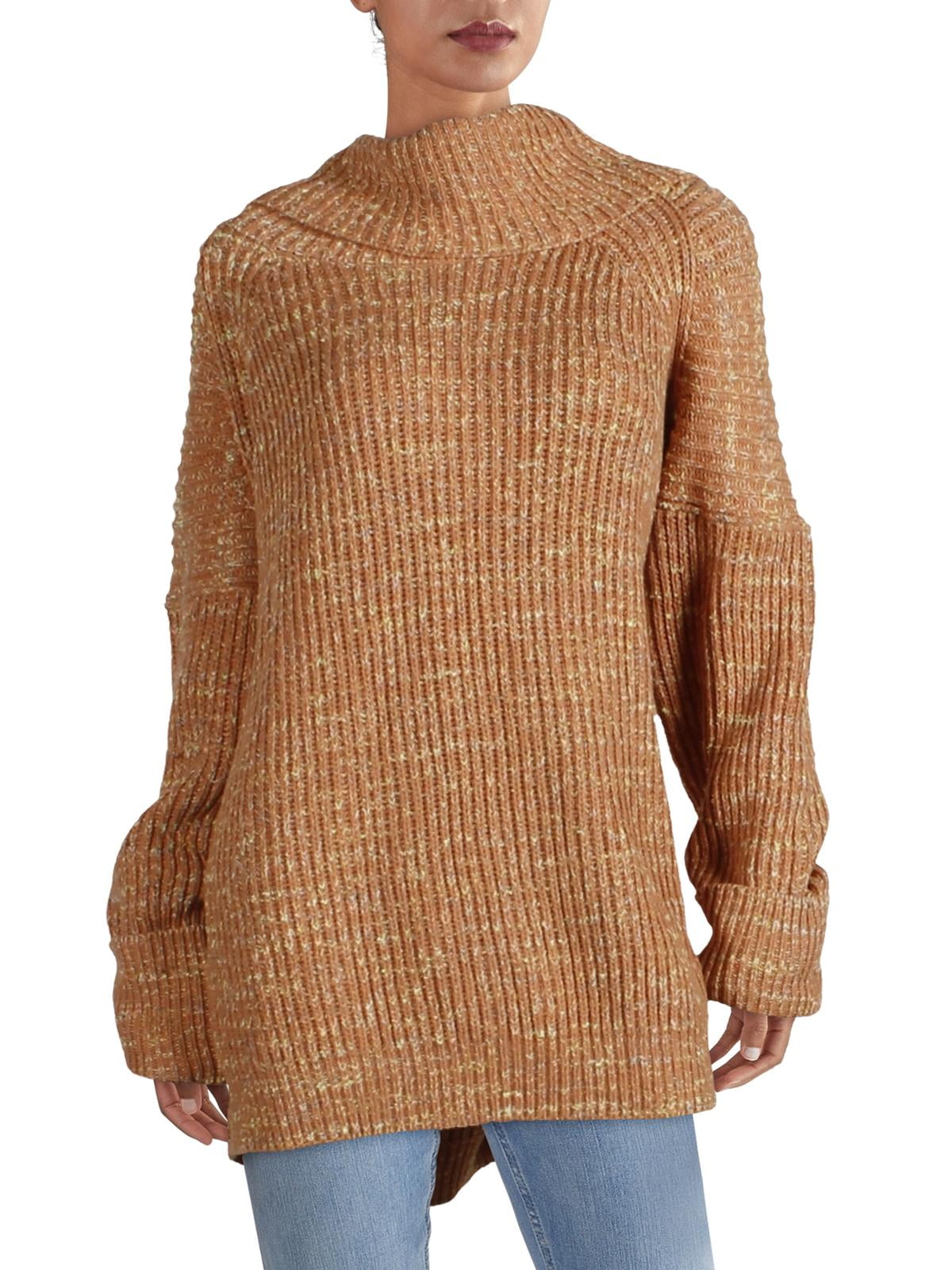 Free People Womens Cowl Neck Long Sleeve Sweater Orange L