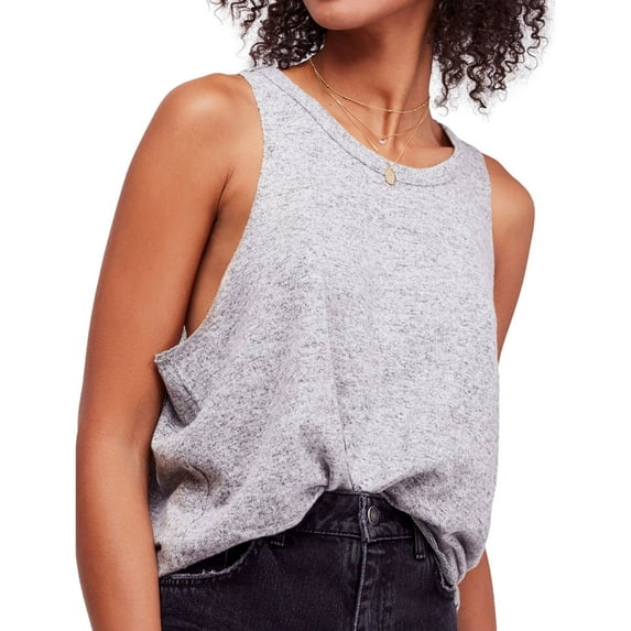 Free People Womens Coziest Swing Tank Top, Grey, Medium