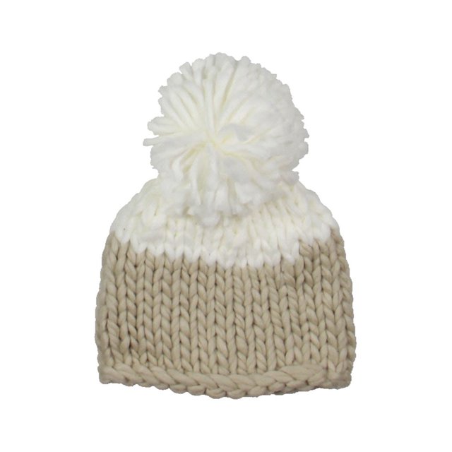 Free People Womens Cozy Up Pom Cold Weather Beanie Hat Ivory O/S