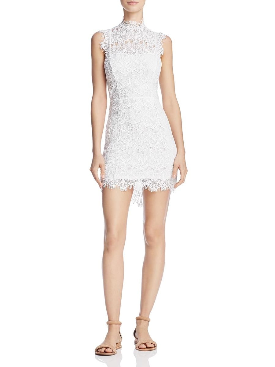 FREE PEOPLE Womens White Lace Sleeveless Crew Neck Above The Knee Sheath  Intimates Dress Size: L - Walmart.com