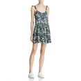 thumbnail image 1 of FREE PEOPLE Womens Blue Ruffled Floral Sleeveless Scoop Neck Above The Knee Fit + Flare Dress  Size: S, 1 of 2