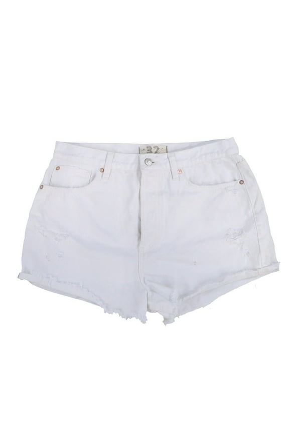 Womens Denim Shorts Cotton Cutoff Comfort Stretch Optic White 32 New