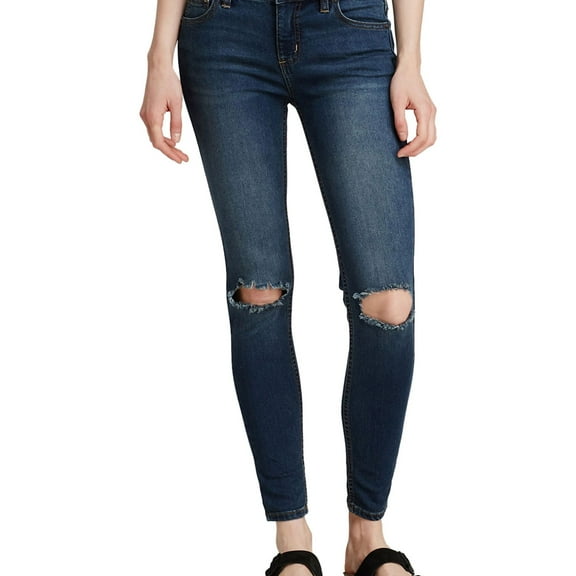 Free People Womens Destroyed Skinny Fit Jeans, Blue, 24
