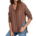 thumbnail image 1 of Free People Womens Distressed Pullover Sweater, Brown, Small, 1 of 3
