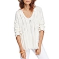 thumbnail image 1 of Free People Womens Distressed Pullover Sweater, Off-White, Large, 1 of 5