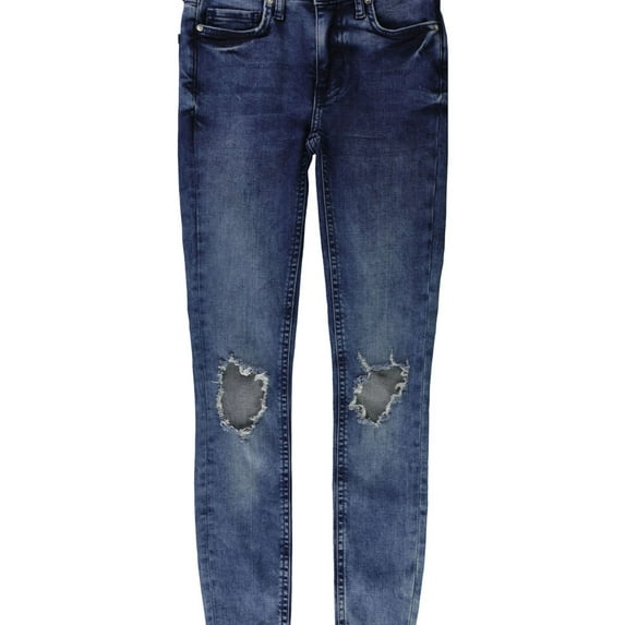 Free People Womens Distressed Skinny Fit Jeans, Blue, 24