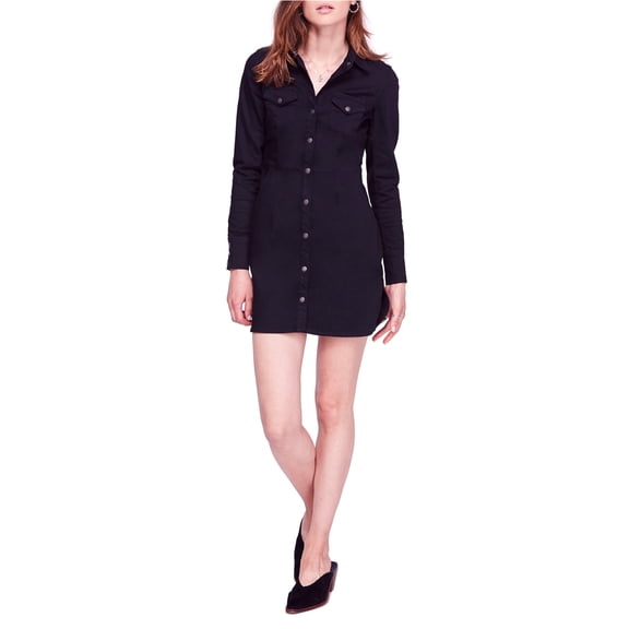 Free People Womens Dynomite Shirt Dress, Black, X-Small