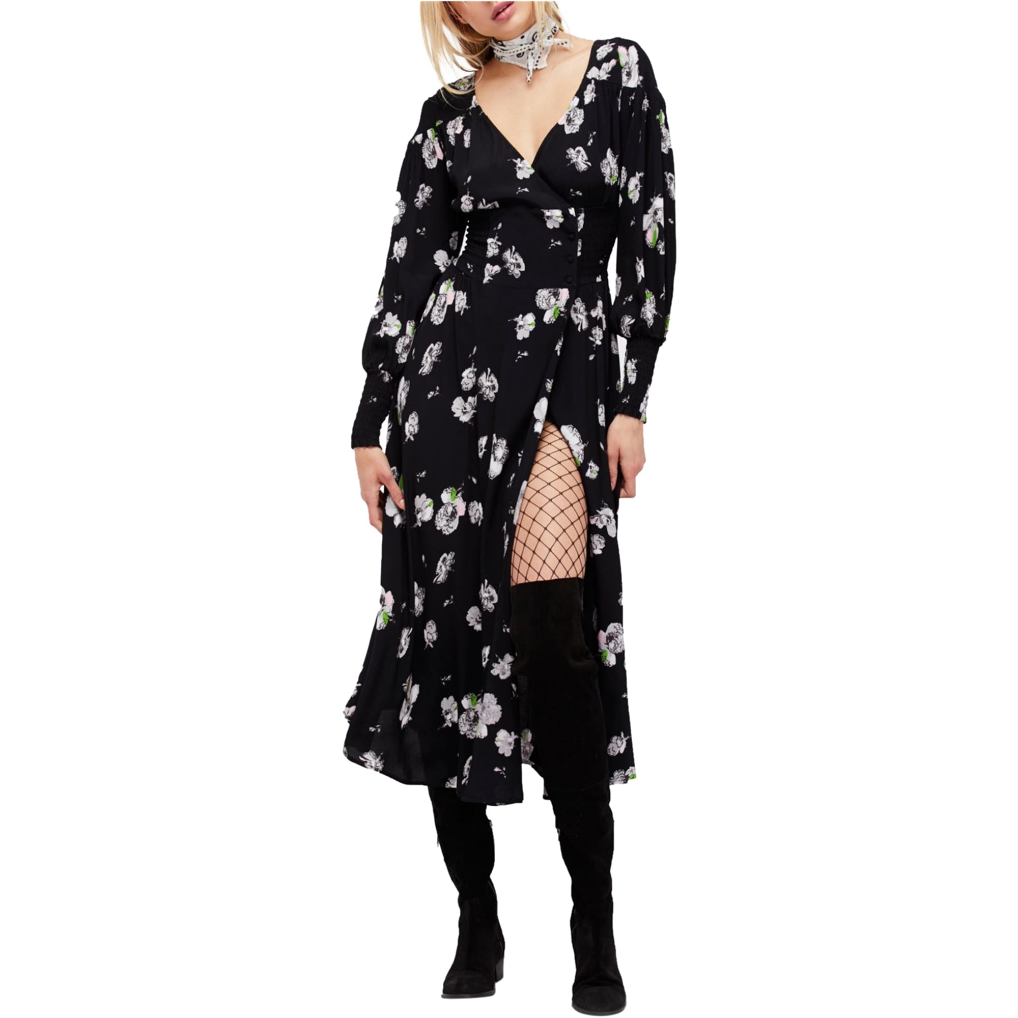 Free People Womens Faux Wrap Dress, Black, Small - Walmart.com