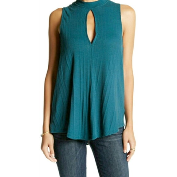 Free People Womens Faye Ribbed Tank Top, Blue, X-Small