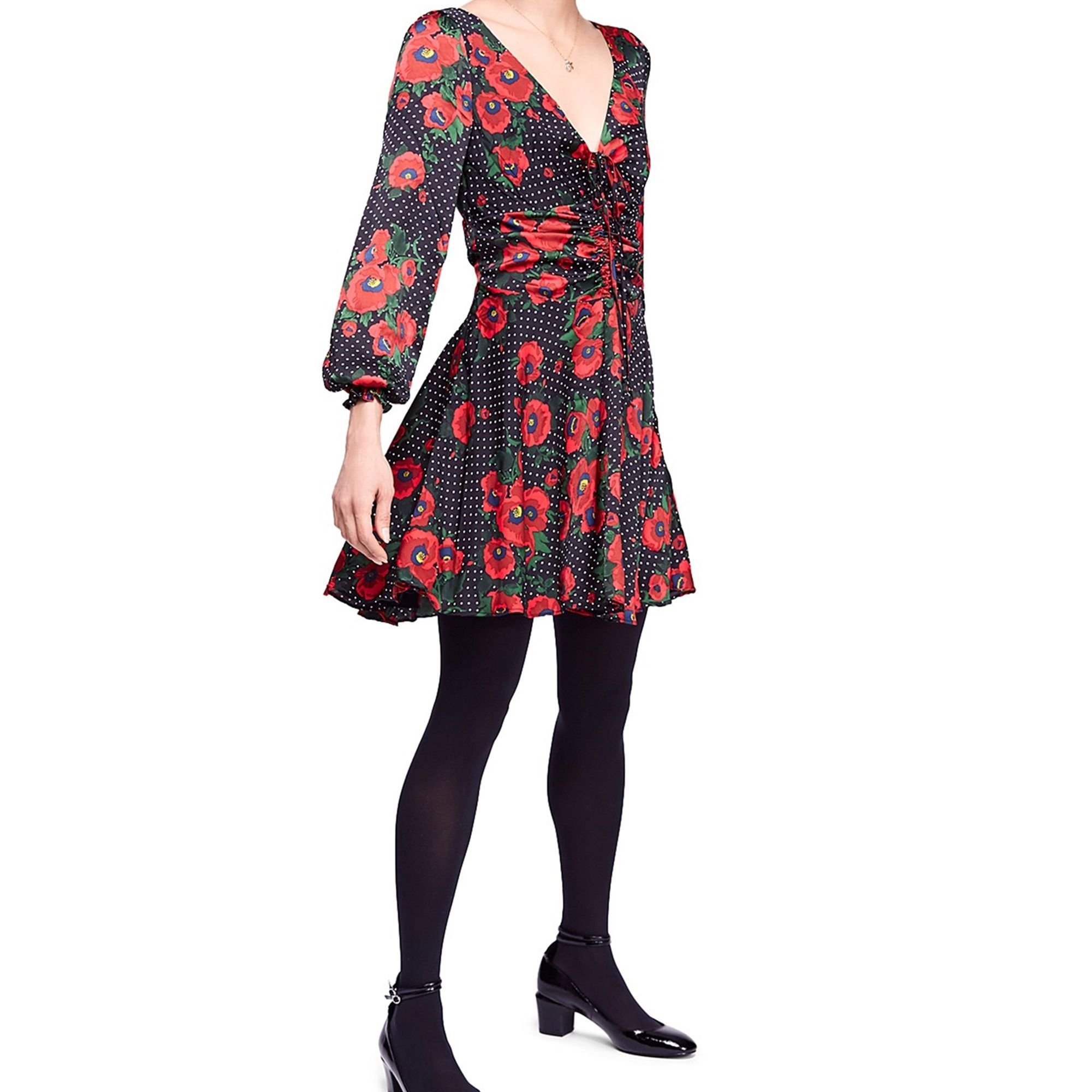 Free People Womens Floral Fit & Flare Dress, Black, 6 - Walmart.com