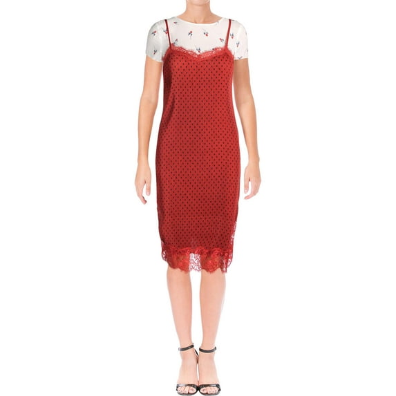 FREE PEOPLE $128 Womens New 1168 White W/ Slip Overlay Dress 4 B+B