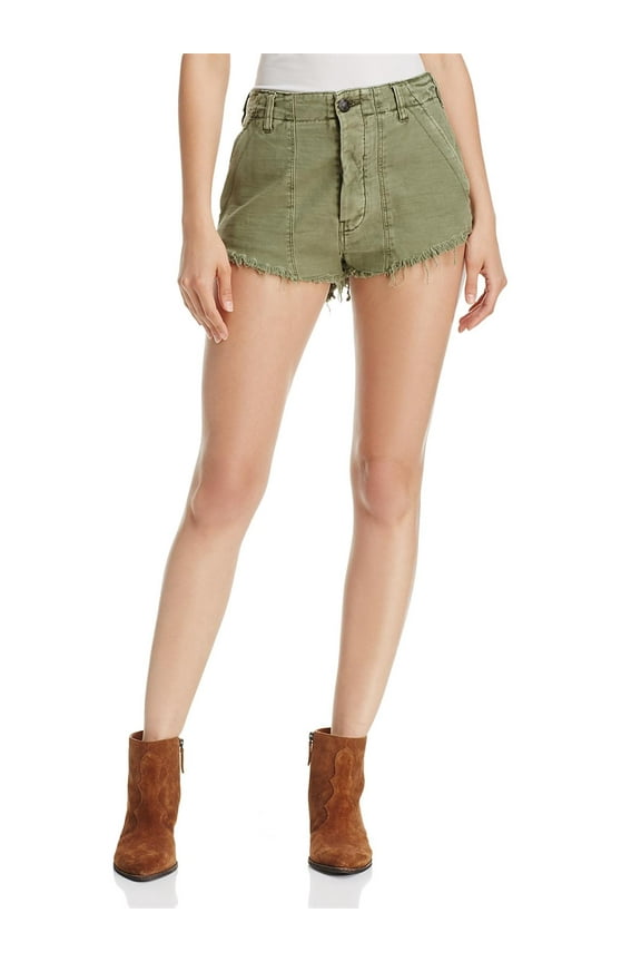 Womens Frayed Button Fly Cutoff Shorts