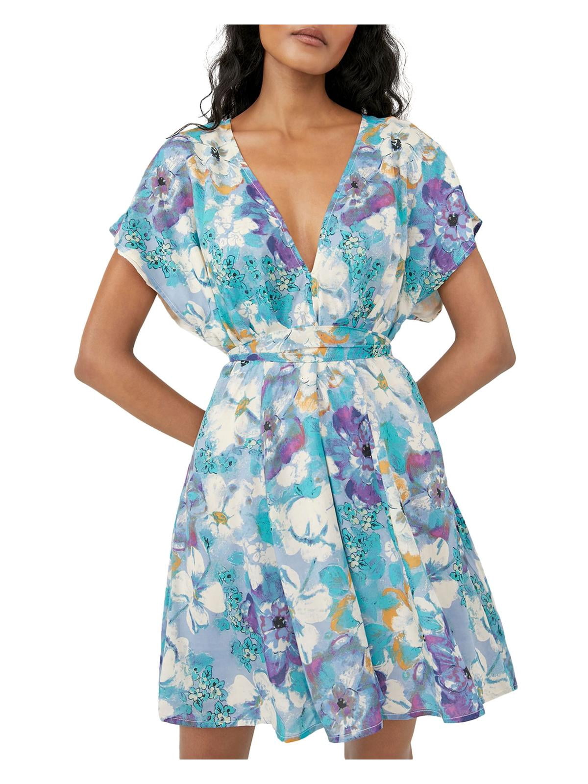 green emerald velvet dress Free People 'Melanie' Floral Print Fit & Flare Dress Night Combo 0