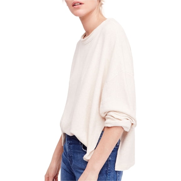 Free People Womens Good Terry Pullover Sweater, Off-White, X-Small