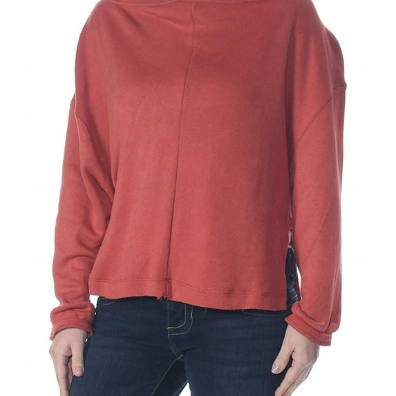 Free People Womens Good Terry Pullover Sweater, Red, X-Small