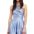 thumbnail image 1 of Free People Womens Heart to Heart Flare Romper Jumpsuit, Blue, 8, 1 of 2