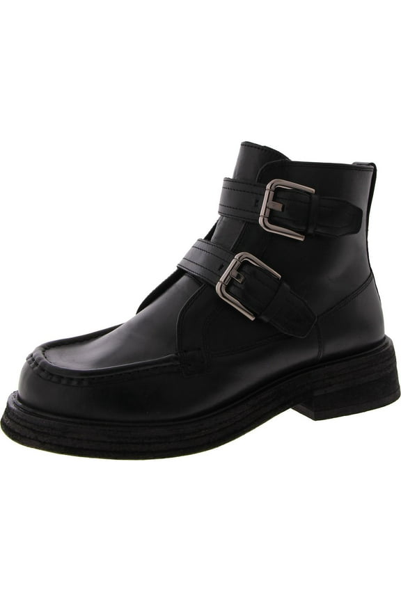 Womens Isla Leather Buckle Motorcycle Boots