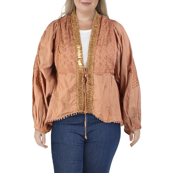 Free People Womens Jasmine Cotton Beaded Jacket