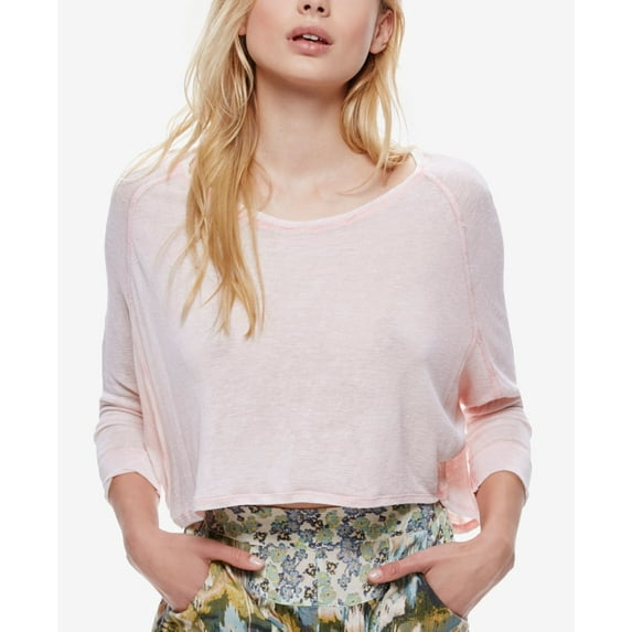 Free People Womens Knit Faded Crop Top Pink M