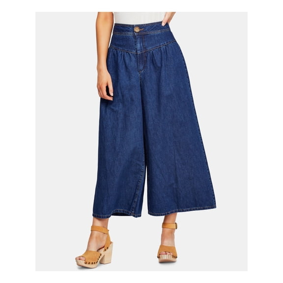 FREE PEOPLE Womens Blue Wide Leg Jeans Size: 25 Waist
