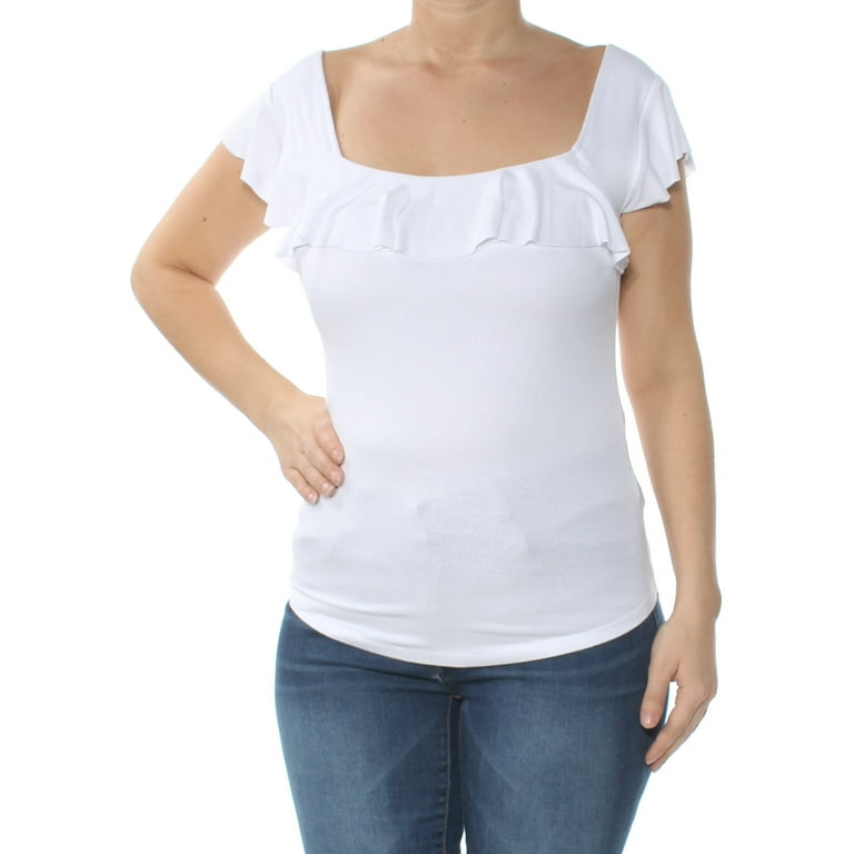 Free People Womens Last Call Basic T-Shirt, White, Medium