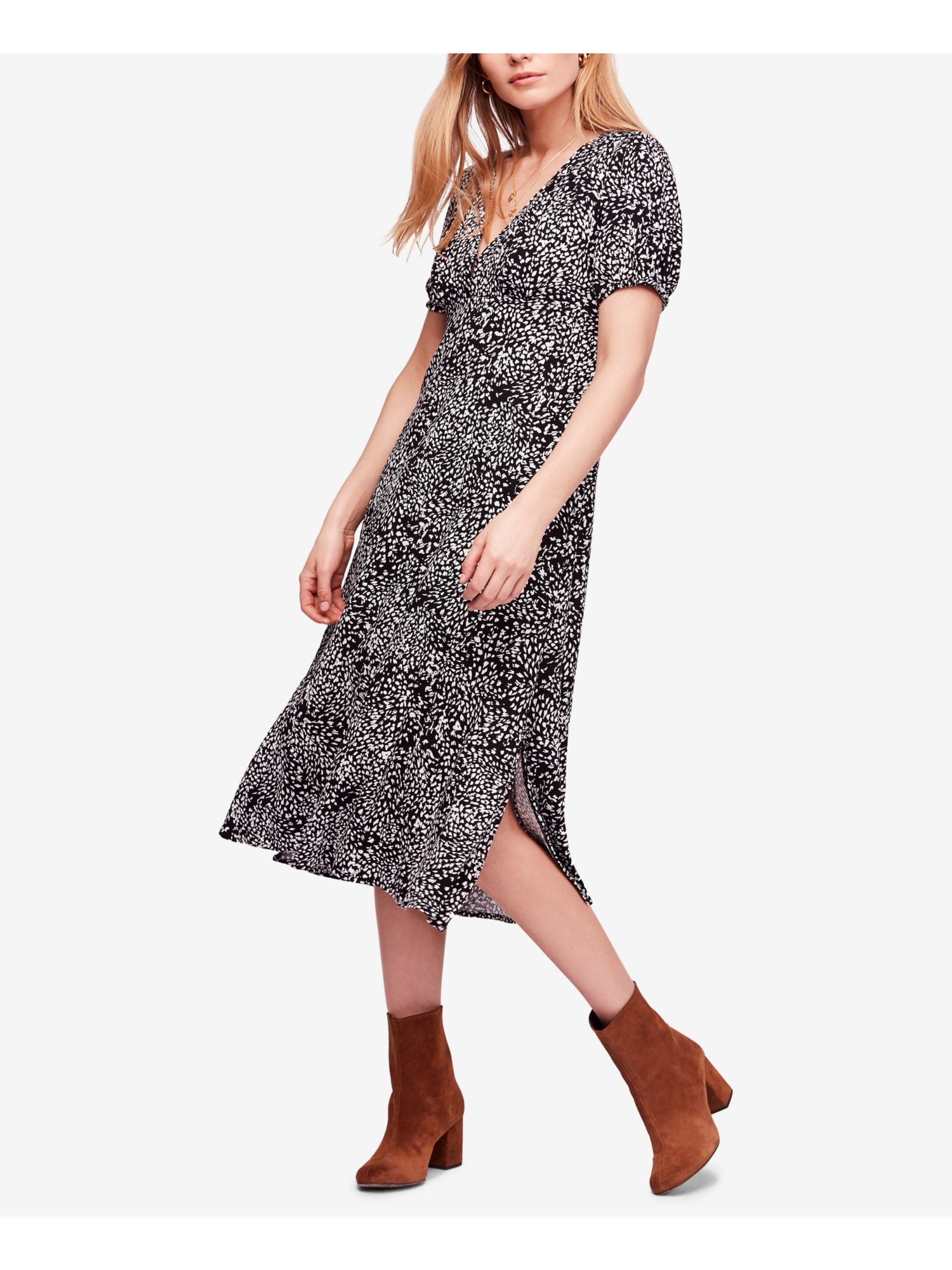 Free People Womens Looking for Love Midi Dress, Black, 4 - Walmart.com