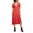 thumbnail image 1 of FREE PEOPLE $168 Womens New 1156 Red Animal Print Keyhole Back Dress 2 B+B, 1 of 5