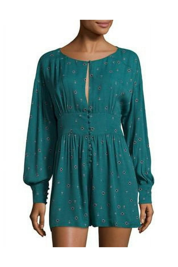 Womens Love Grows Romper Jumpsuit, Green, X-Small