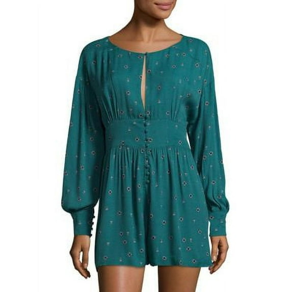 Free People Womens Love Grows Romper Jumpsuit, Green, X-Small