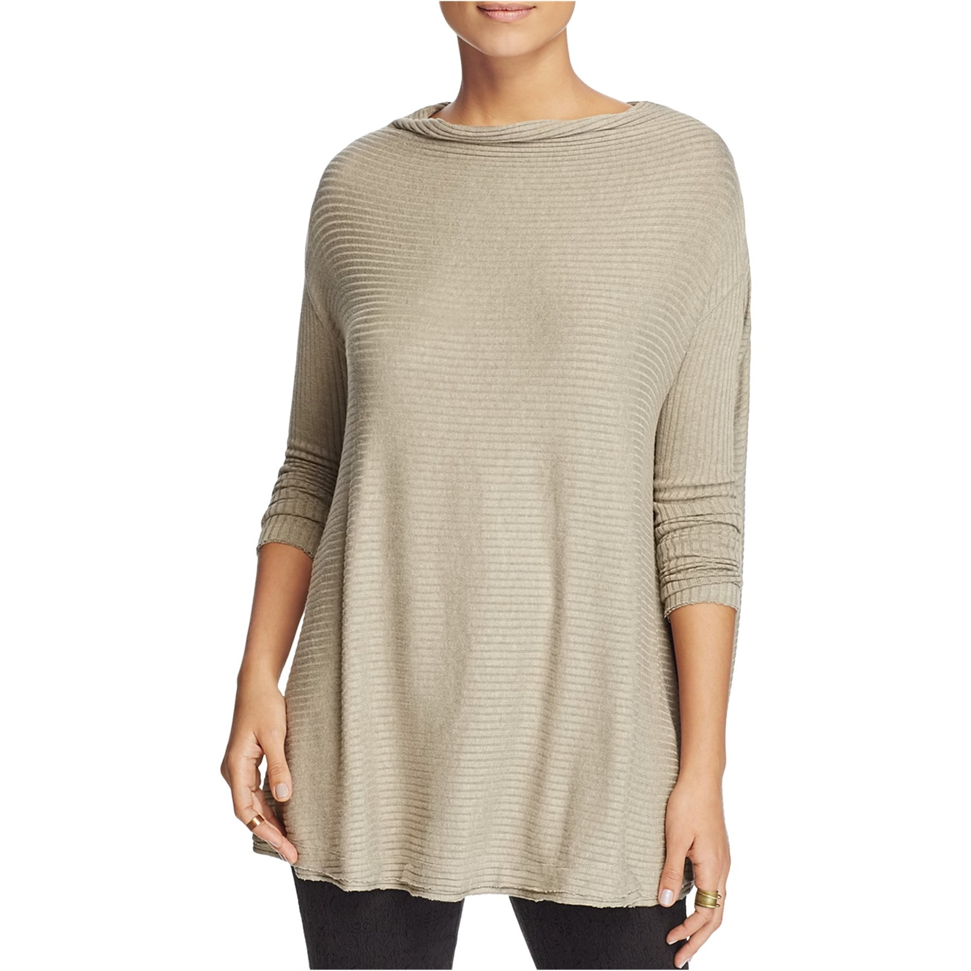 Free People Womens Lover Rib Split Back Knit Sweater Brown Large Walmart