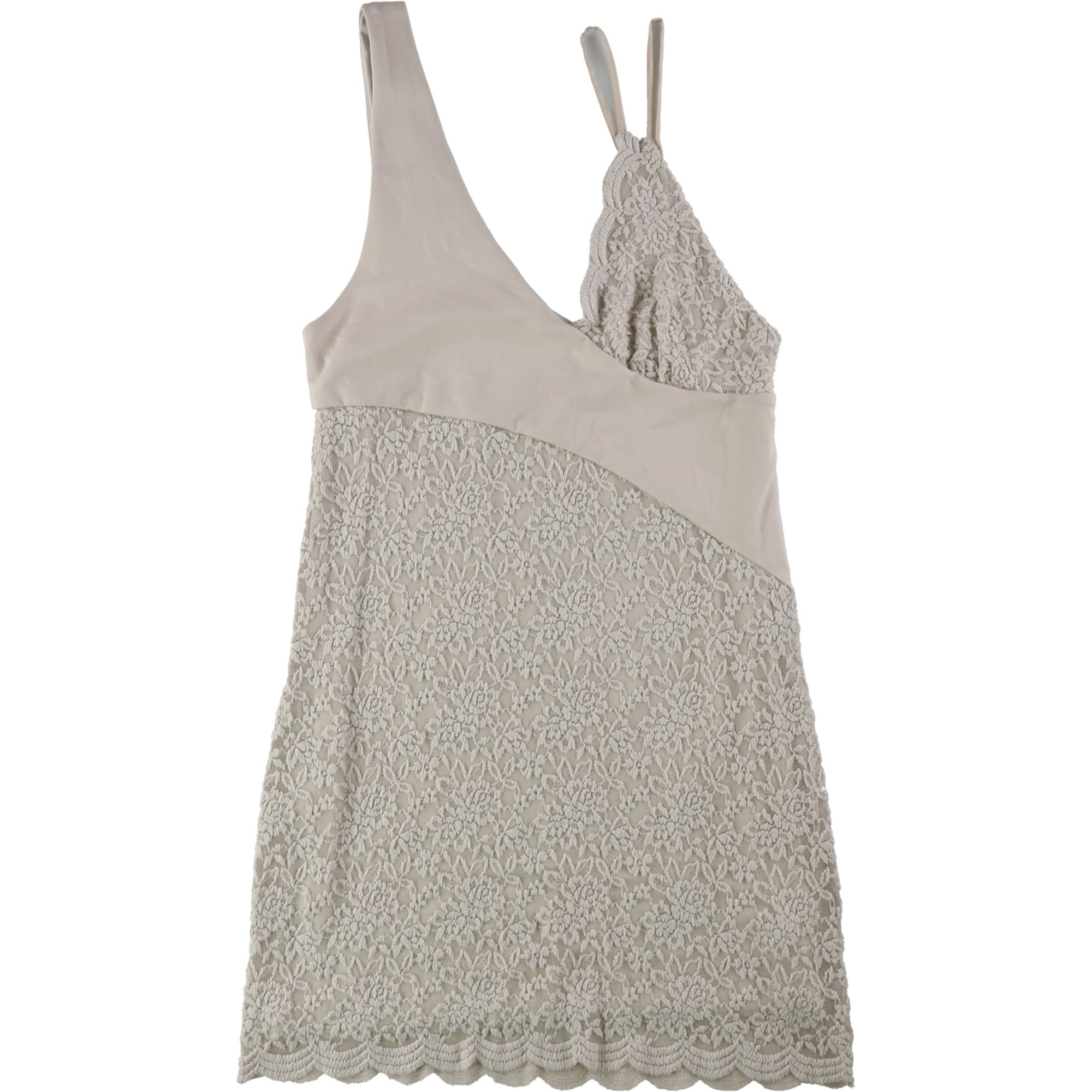 Free People Womens Lace Contrast Sleeveless Mini Dress Beige