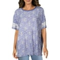 thumbnail image 1 of Free People Womens Maybelle Printed Sheer Top Navy M, 1 of 4