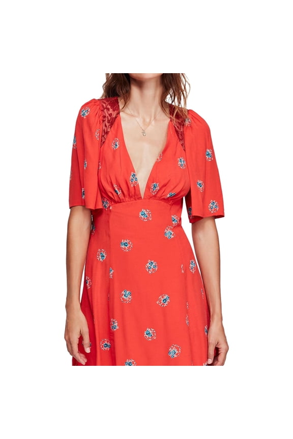 Womens Mockingbird Mesh Inset Mini Dress, Red, 0