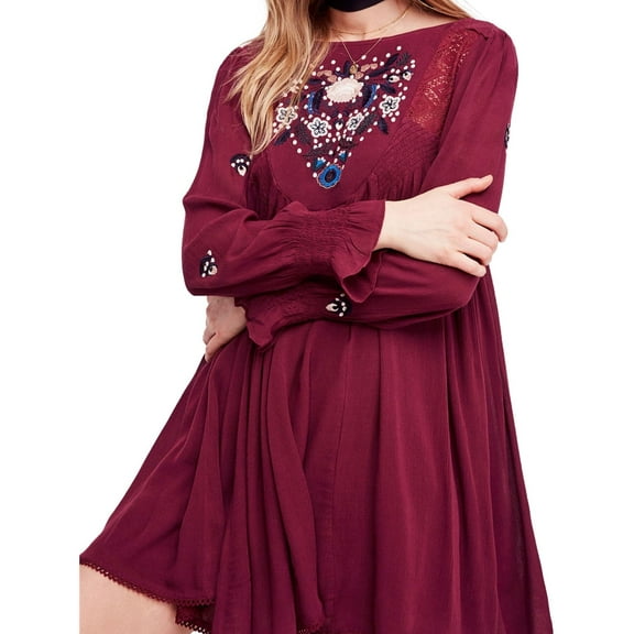 Free People Womens Mohave A-line Dress, Purple, X-Small