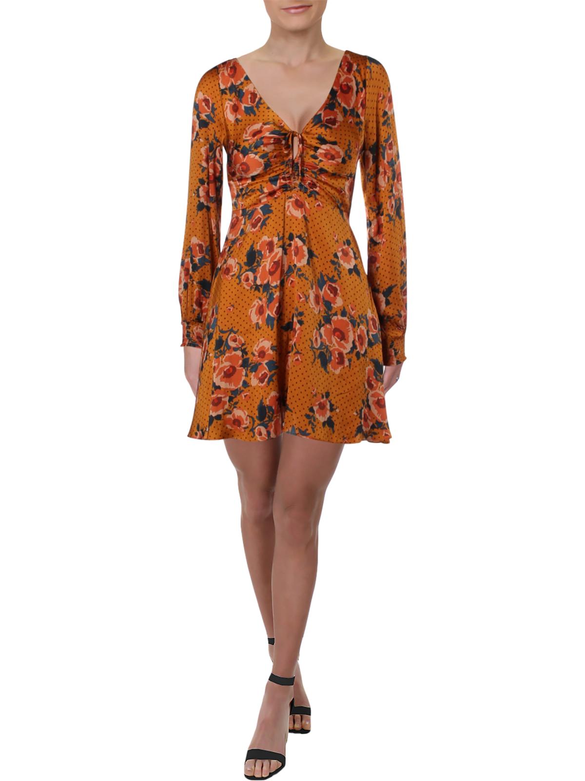 Free People Womens Morning Light Floral Print Ruched Casual Dress