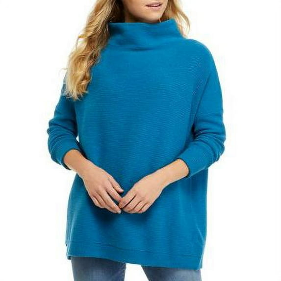 Free People Womens Ottoman Ribbed Long Sleeve Tunic Sweater Dark Blue S,$148 NWT