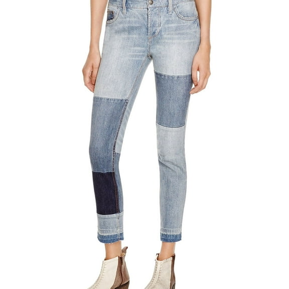Free People Womens Patched Skinny Fit Jeans, Blue, 26
