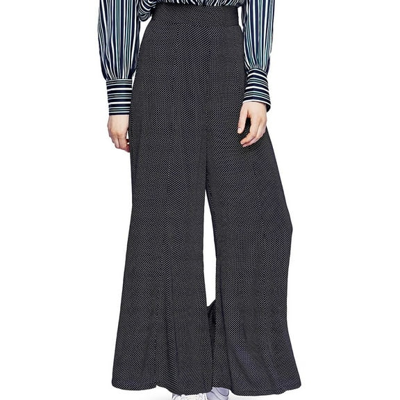 Free People Womens Polka Dot Casual Wide Leg Pants, Black, 12