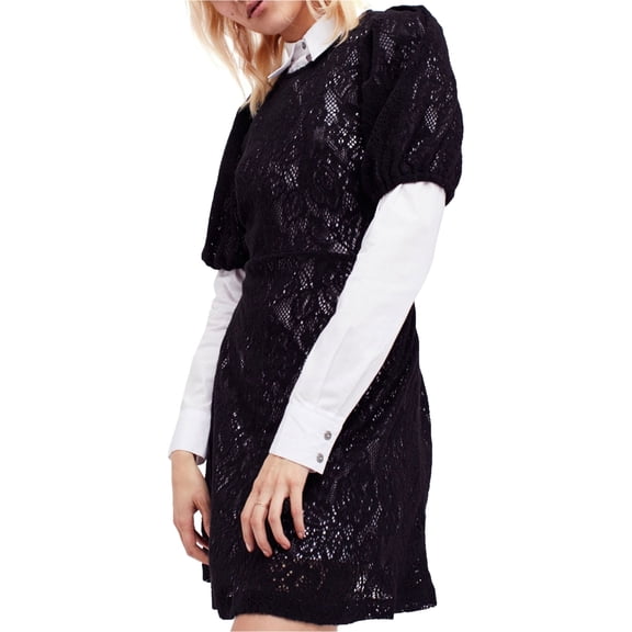 Free People Womens Pretty Princess Shirt Dress, Black, X-Small