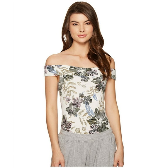 Free People Womens Off The Shoulder Printed Bodysuit Printed M