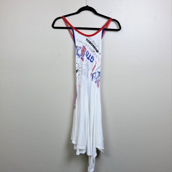 Free People Womens Printed Spaghetti Straps Casual Dress White S