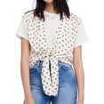 thumbnail image 1 of FREE PEOPLE $68 Womens New 1668 Ivory Printed Tie Vest Top M B+B, 1 of 4