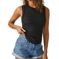 thumbnail image 1 of Free People Womens Rib Stretch Tank Top, Black, Small, 1 of 1
